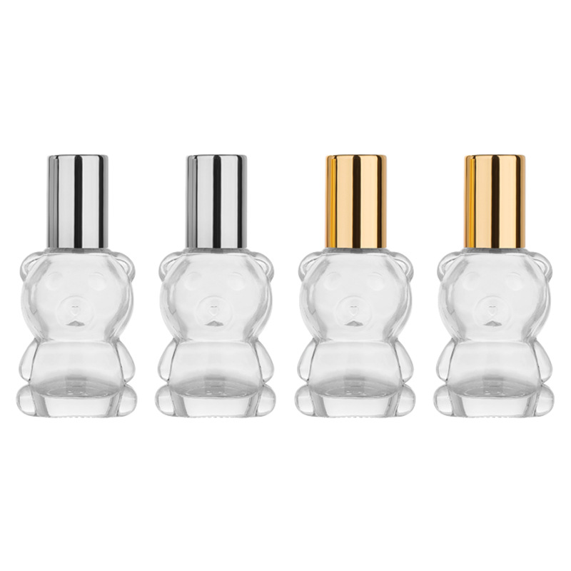 Perfume Fragrance Book - エッセンシャルオイルガラスボトル空のクリアクマ型スチールローラーボールバイアル詰め替え化粧包装 8 ミリリットル香水ロールオンボトル