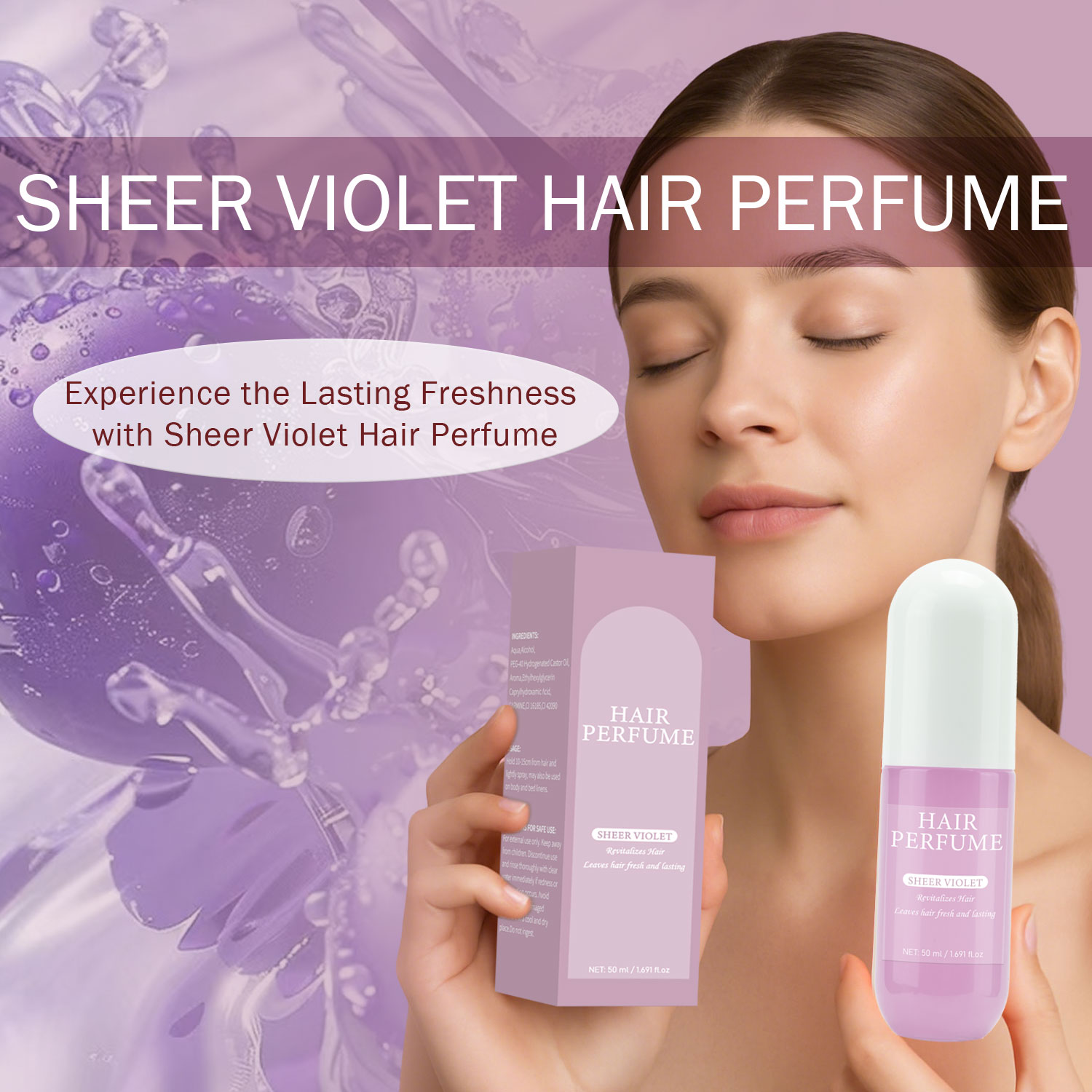 50ml シアーバイオレット ヘアパフュームスプレー。持続性 - Perfume Fragrance Hair Spray のレビューと価格