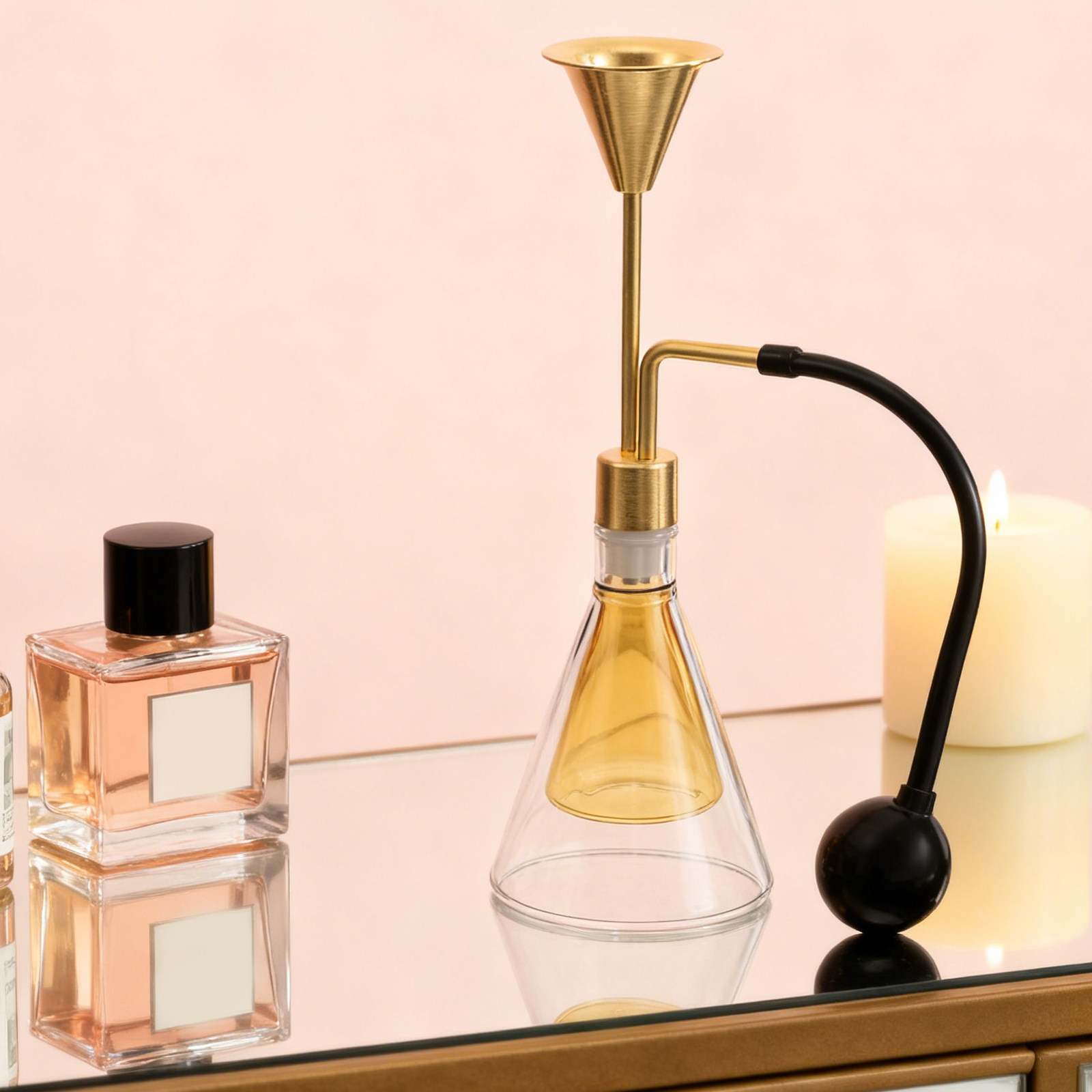 二重壁ガラス製エッセンシャルオイルボトル、ロングポンプ付き香 - Perfume Fragrance Oil のレビューと価格
