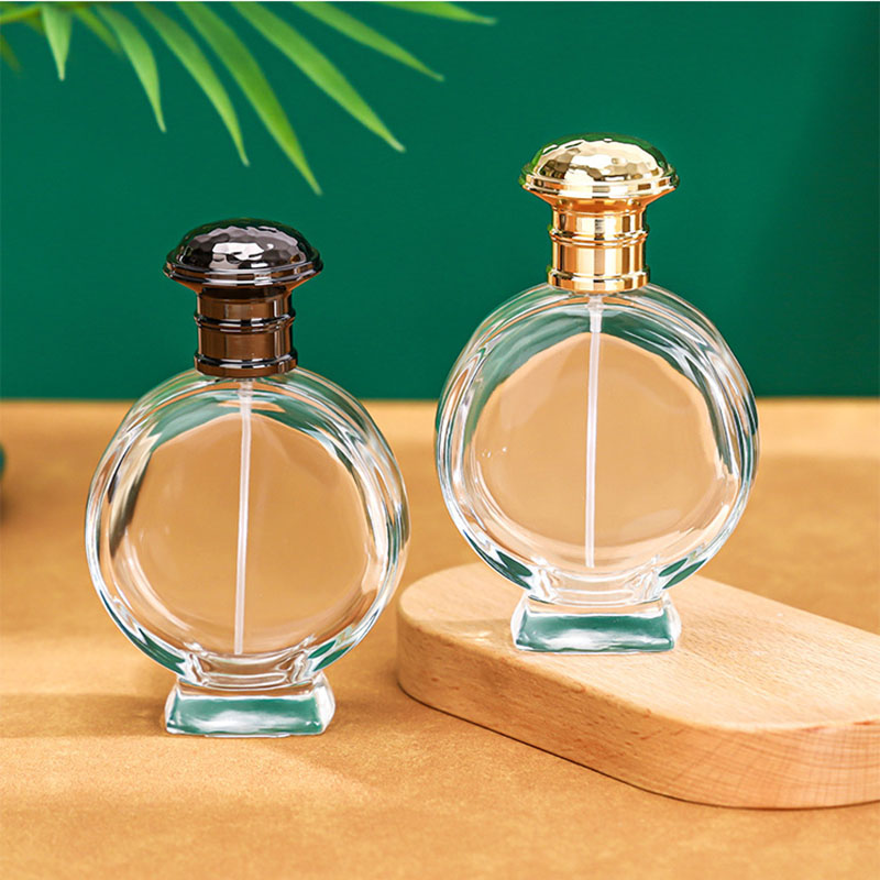 100ML詰め替え可能な香水スプレーボトル、ユニークな平円形 - Perfume Fragrance Base のレビューと価格